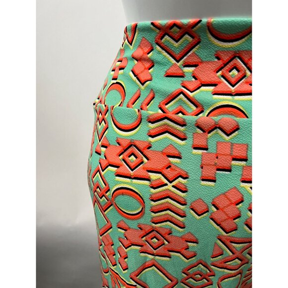 LuLaRoe XL Pencil Skirt With Geometric Coral & Mint Print - Picture 10 of 16
